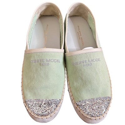 NWOB $249 Philippe Model Paris Marseille Espadrilles Women 39 Glitter Cap Toe
