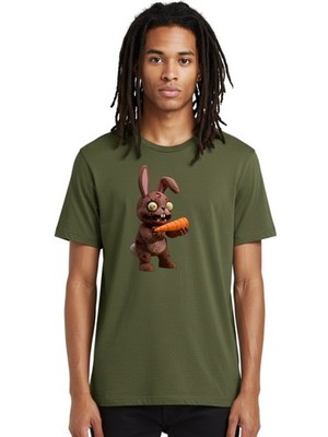 Brown-Wooden-Rabbit Mens Graphic Tee, 100% Cotton, Casual Summer Wear