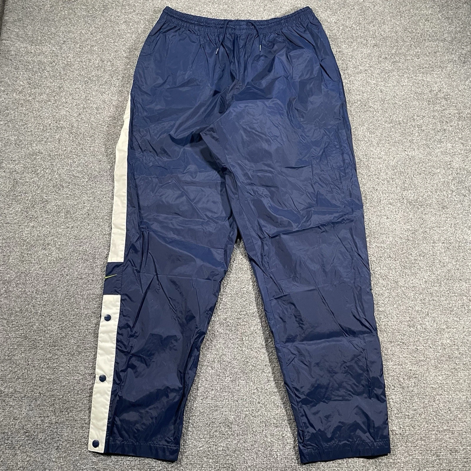 Vintage Nike Pants Men XL Navy Blue Windbreaker Track Ankle Zip 90s Nylon