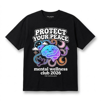 Protect Your Peace Retro Graphic Tee Mental Wellness Club Vintage T-Shirt
