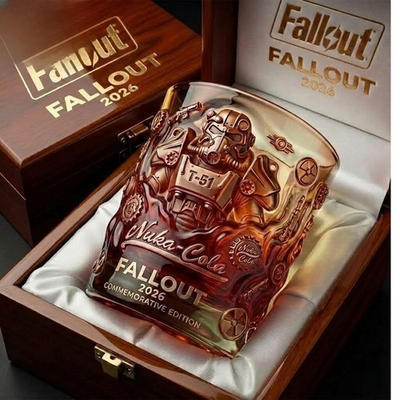 #ad Fallout 2026 Commemorative T51 Power Armor And Nuka Cola Opaque Whiskey Glass $45.95