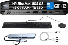 HP Elite Mini 805 G8 Desktop Ryzen 5 PRO 5650G 16GB 1TB SSD WiFi Docking W11Pro