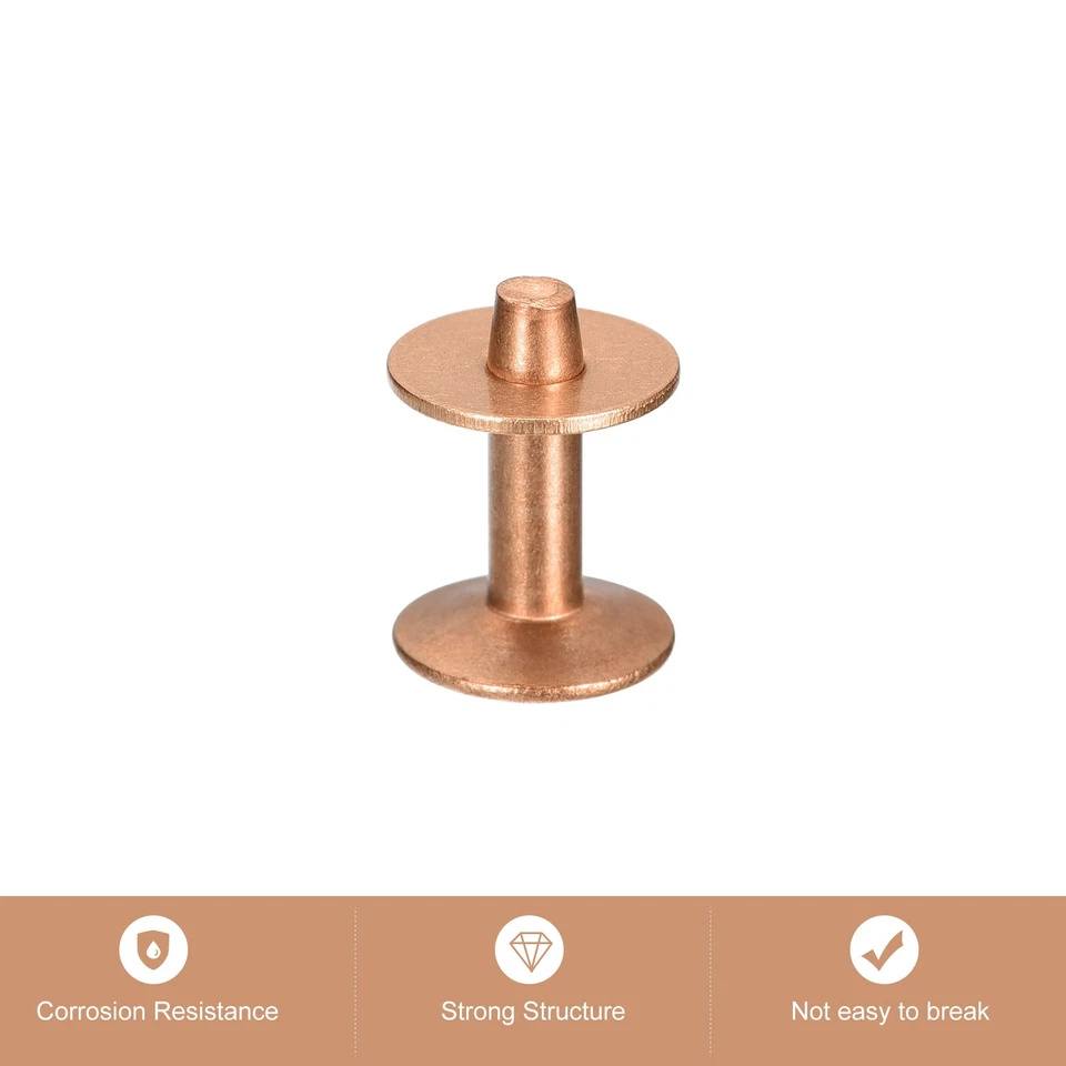 10 Set Rame Rivetti e Sbavature,9x3.3x14mm Rame Rivetto Chiusura,Rame Tonalità - Immagine 4 di 4