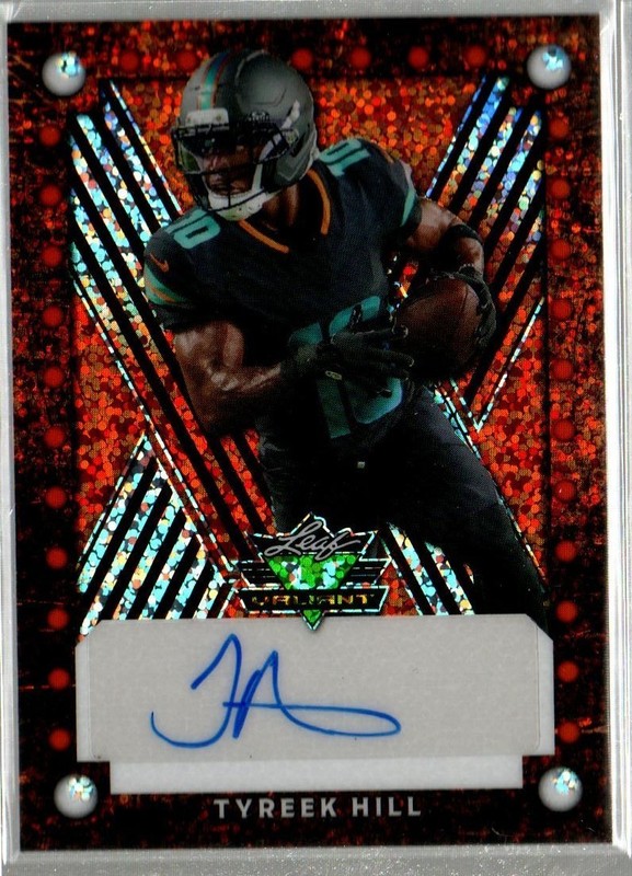 Tyreek Hill 2025 Leaf Valiant Football Orange Sparkle 1/1 Auto