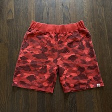 Bape Red Camo Shorts Thick Material A Bathing Ape
