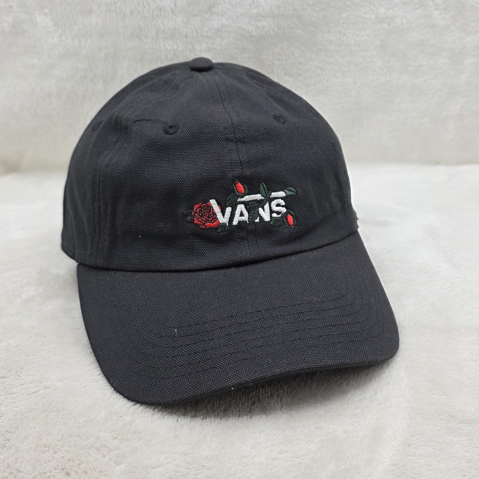Vans Hat Cap Adjustable Strap Back Black Rose Emb… - image 2