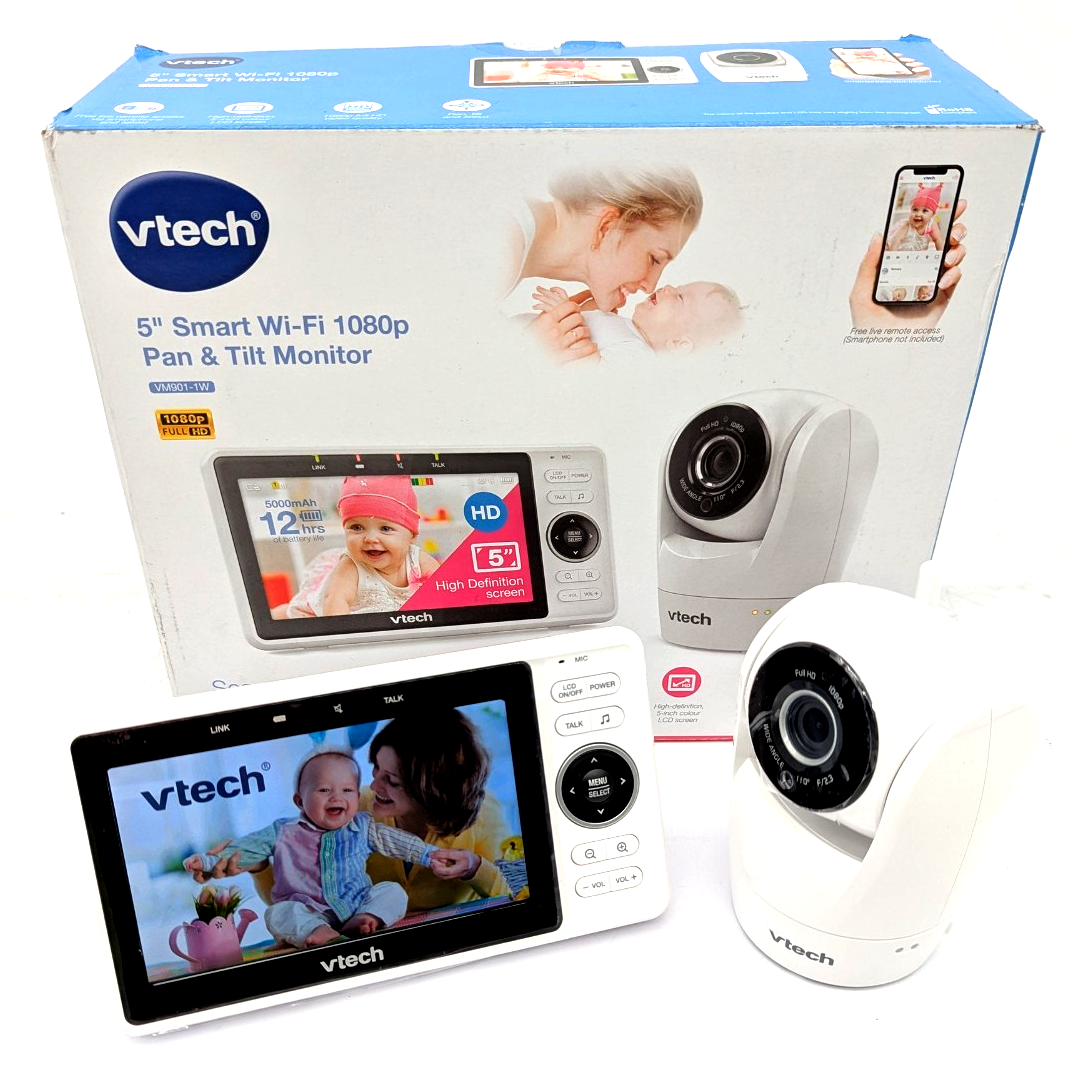 VTech 5"" Smart Wi‑Fi 1080p Pan & Tilt Baby Monitor with Camera App Night Vision