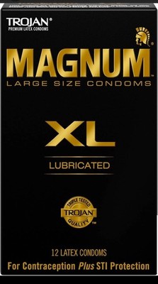 Lubricated Magnum Condoms XL Large Size - 12 Count