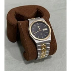 Rare Vintage Seiko SQ 5Y23-6A39 Watch Two Tone Octagon Bezel Black Dial Day Date