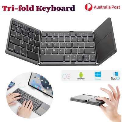 Mini Foldable Keyboard Bluetooth Touchpad Tri-fold Wireless Android IOS Windows 