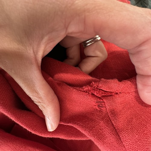 TOAST Linen Smock Shift Dress Rust Red With Pockets (see flaw) Size 12 - Picture 7 of 11