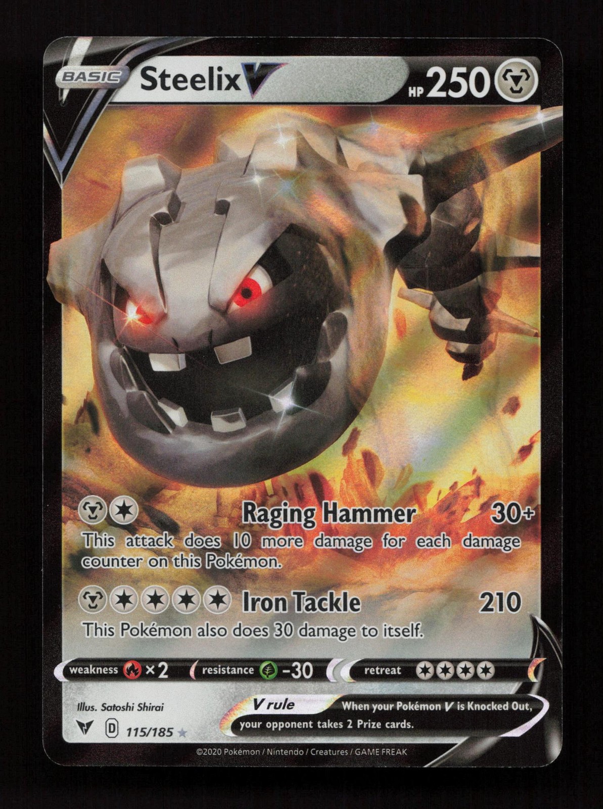 Steelix V 115/185 Holo Rare V Vivid Voltage Pokemon Near Mint