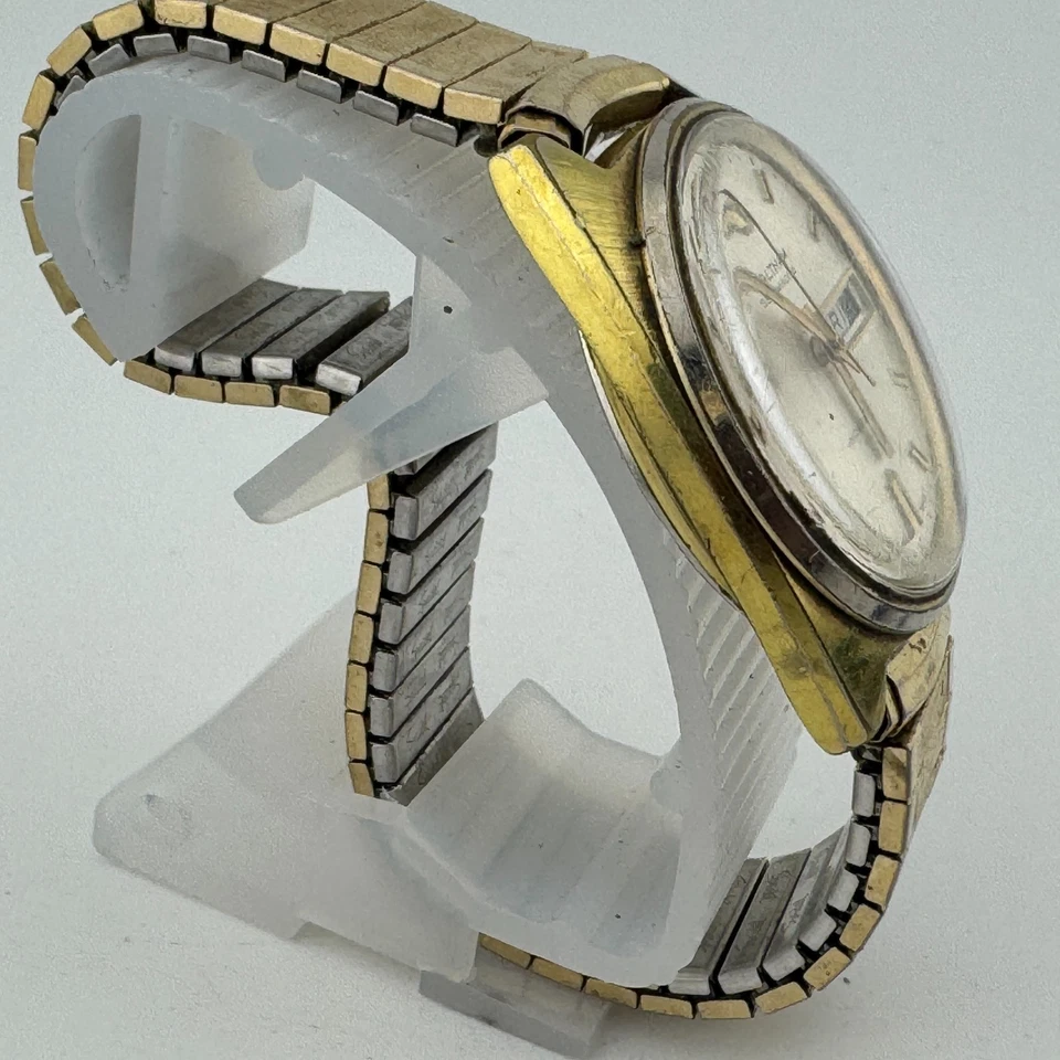 VTG Waltham Self-Winding Automatic Watch Men 25 Jewel Gold Tone Stretch Day Date - Image 3 of 4