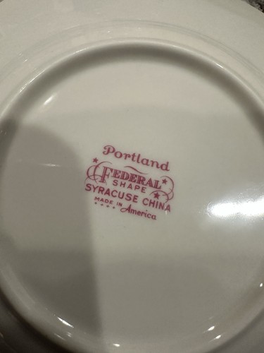 SYRACUSE PORTLAND PATTERN GRAVY BOAT WITH ATTACHED PLATE & Salad & Bread Plate. - Picture 3 of 3