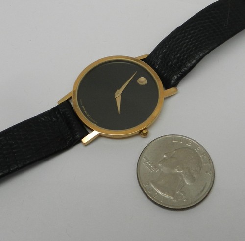 Men's Authentic Swiss Vintage Movado 31mm Museum Ultra Thin Gold W/ Black Dial - Picture 18 of 19