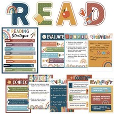 Colarr 13 Pcs Boho Reading Posters for Classroom Decorations Reading Strategies