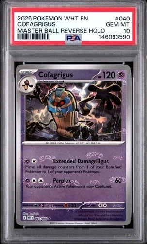 Pokemon White Flare - Cofagrigus 040/086 - Master Ball Foil WHTEN #040 - PSA 10