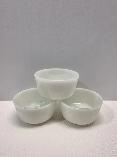 Vintage Fire King Anchor Hocking Milk Glass Small Berry/Custard Bowls Set of 3