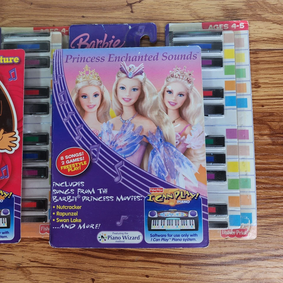 Fisher Price I Can Play Piano Lot Dora Barbie Pop Hits Game Cartridges NEW - Image 4 of 4