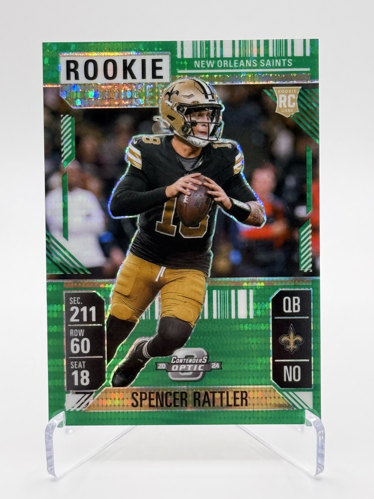 2024 Contenders Optic Spencer Rattler Rookie Ticket RC #95 Green Pulsar /49