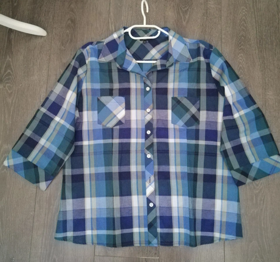 Bexleys Fabiani Sommer Bluse Damen 42 44 XL Paket w.Neu Shirt Blau Kariert Lila - Bild 1 von 4