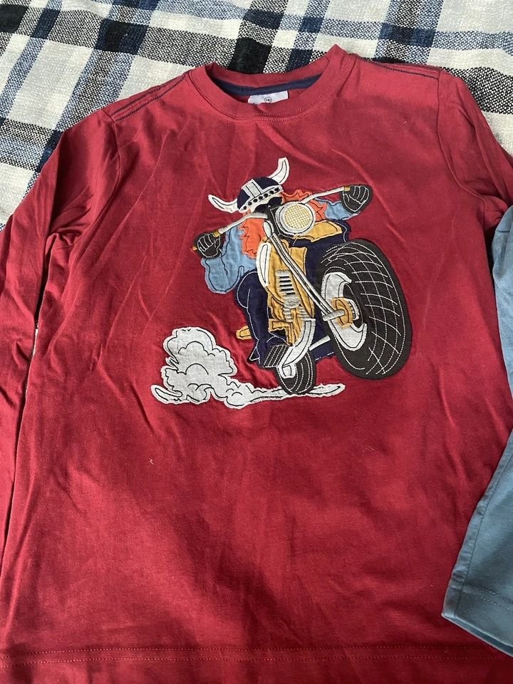 Conjunto de Camisa Manga Larga Hanna Andersson Niños Envío y Motocicleta Vikinga Talla 10 Foto 3 de 4