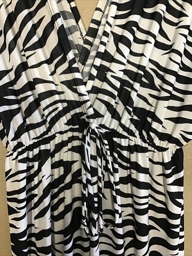 Ella Samani Dress Sz 1X Maxi Leopard Print Tie At Bodice USA Women 3/4 Sleeve 8 - Picture 6 of 18
