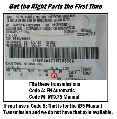 Nuevo eje delantero CV lado del pasajero con garantía para Ford Focus 2010-2000 Foto 3 de 4