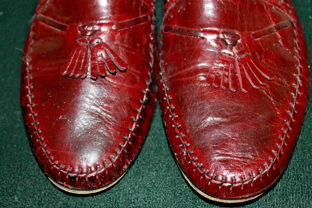 David Eden Tassel Loafer Mens Burgundy Leather Shoes Size  display picture 2