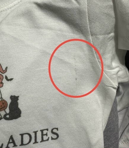Women's Vintage Style T-Shirt Halloween Ghosts Childless Cat Ladies Oopsie WHITE - Imagen 7 de 7