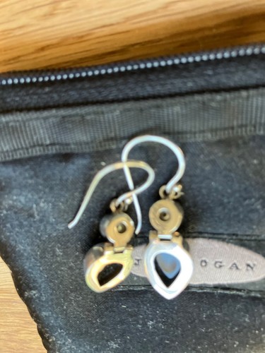 Jan Logan Black Onyx and Pearl Earrings Sterling Silver with pouch - Picture 5 of 9