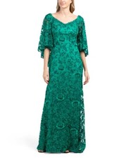 TADASHI SHOJ Arvid Embroidered Capelet Sleeve Gown size 6 