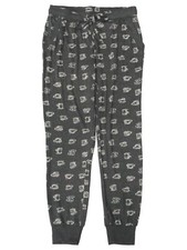 Womens Soft Gray Coffee & Tea Print Joggers Sleep Pants Pajama Bottoms
