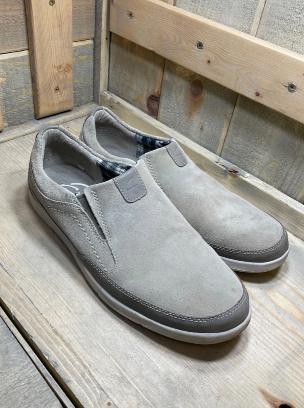 Mocassini uomo Clarks grigio talpa scamosciati taglia 9M