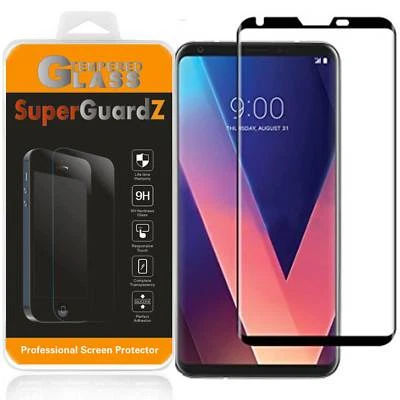 LG V30 Hartglas Voll Displayschutzfolie Schutzschild Saver [Schwarz] - Bild 1 von 4