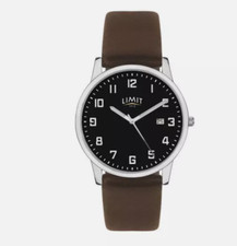Gents Limit Watch Black Dial Brown Strap 5744