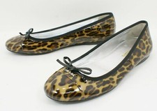 650 PRADA LEOPARD LOGO Patent Cap-Toe Bow Ballerina Flat BALLET SHOES 36 D20 