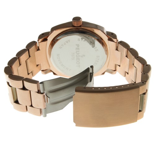 Peugeot 14K Gold Plated Watch, OverSized Boyfriend Style Swarovski Crystal Bezel - Picture 2 of 16