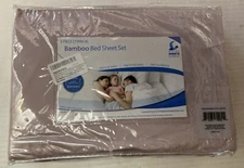 Hotel Sheets Direct Bamboo 3 PC Set Twin XL Flat, Fitted, Pillowcase Light Pink