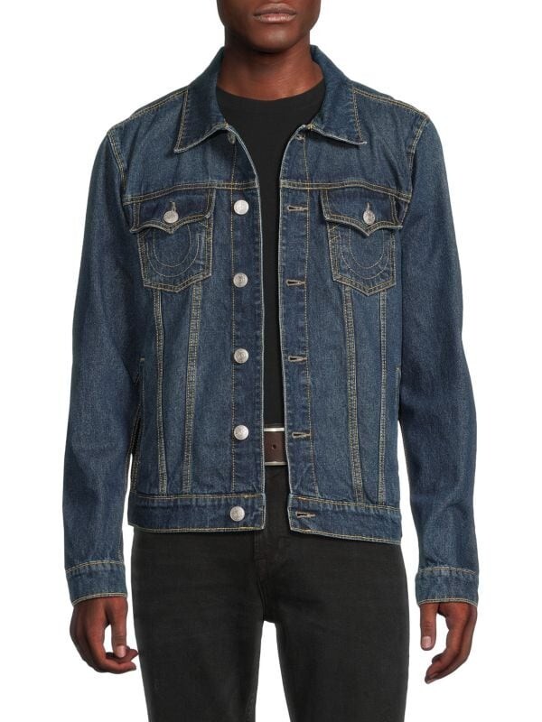 Mens True Religion Jesse SN Denim Trucker Jean Jacket Storm