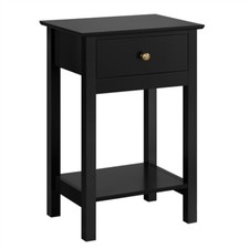Black Bedside Table with Drawer, Wood End Table Storage Cabinet Nightstand Used