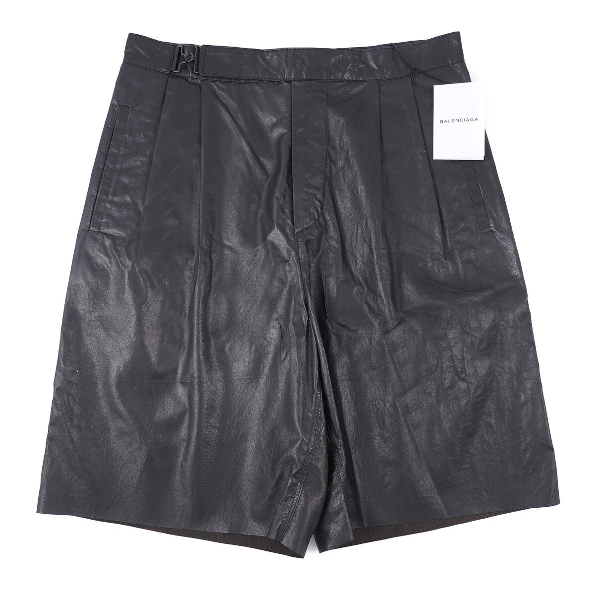 Balenciaga Paris Lightweight Leather Oversized Pleated Shorts 31