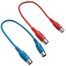 2 Pack of 1 Foot Red and Blue MIDI Cables Pro Audio MIDI Cords