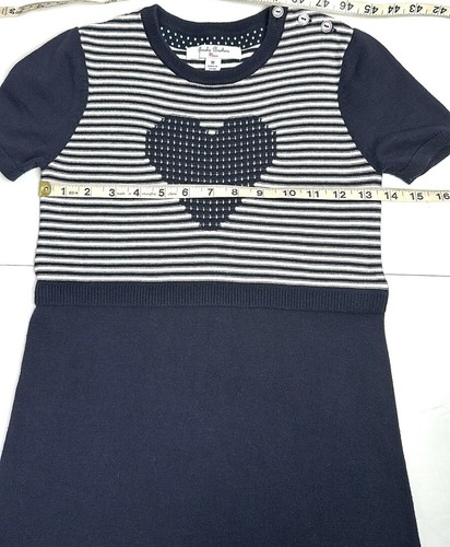 BROOKS BROTHERS Girls Knit Dress Cotton Navy White Striped with Heart M (7-8 y) - Picture 12 of 13