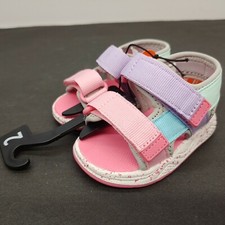 Wonder Nation Nature Colorblock Sandals Baby Girls Size 2 Adjustable Pink Purple