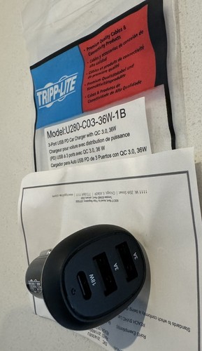 Tripp Lite 3-Port 36W Auto Adapter U280C0336W1B - Photo 2 sur 2