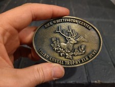 NRA Whittington Center Belt Buckle 3rd Annual Trophy Elk Hunt Buck Deer 3.5x2.5