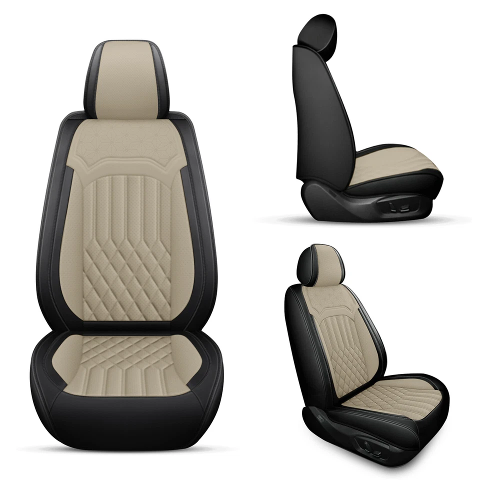 Car Seat Covers PU Leather Front+Rear Protector For Mazda CX-5 2013-2024 Beige - Image 2 of 4