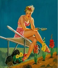 GIL ELVGREN Pinup Art Poster or Rolled Canvas Print "Dumb Pluck"