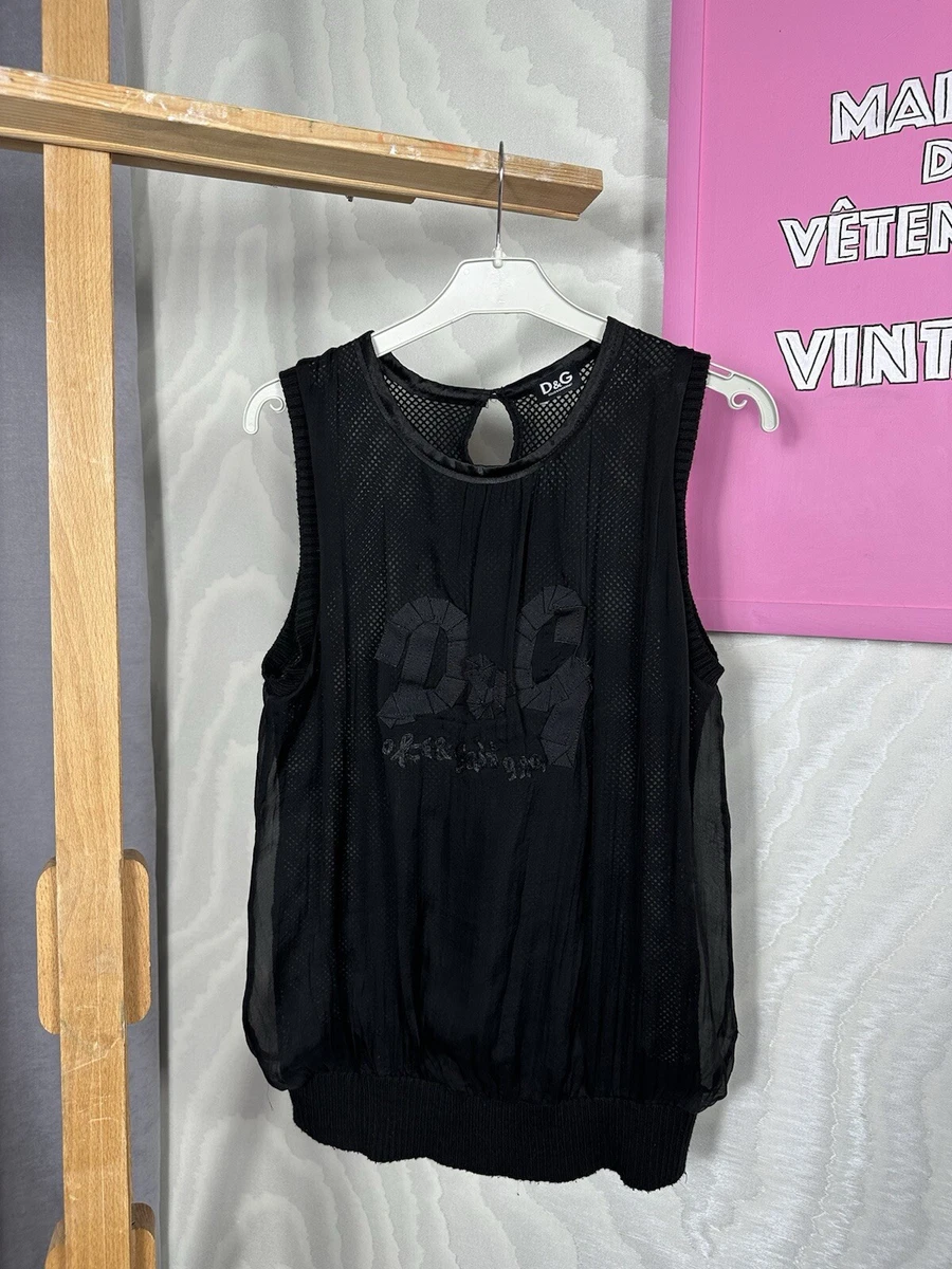 DOLCE & GABBANA ドルガバ 総レース ノースリーブ トップス L Sleeveless Chantilly lace top in Black for Women | Dolce&Gabbana® US
